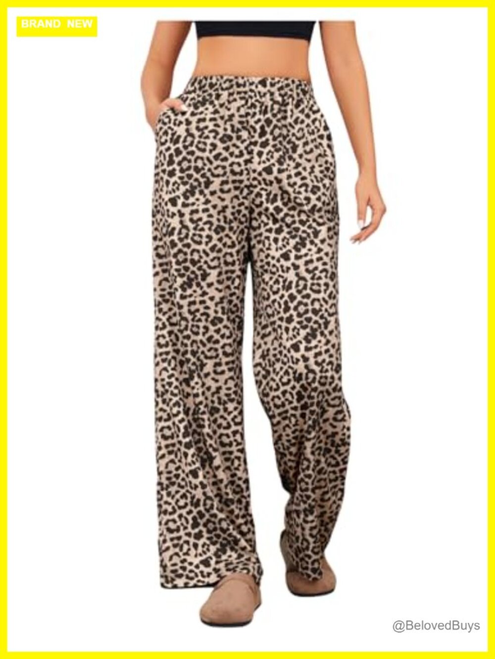 High Waist Leopard Print Wide Leg Long Pants